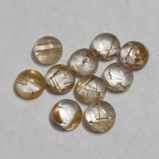 Natural golden rutile quartz 6mm round cabochon 0.97 cts